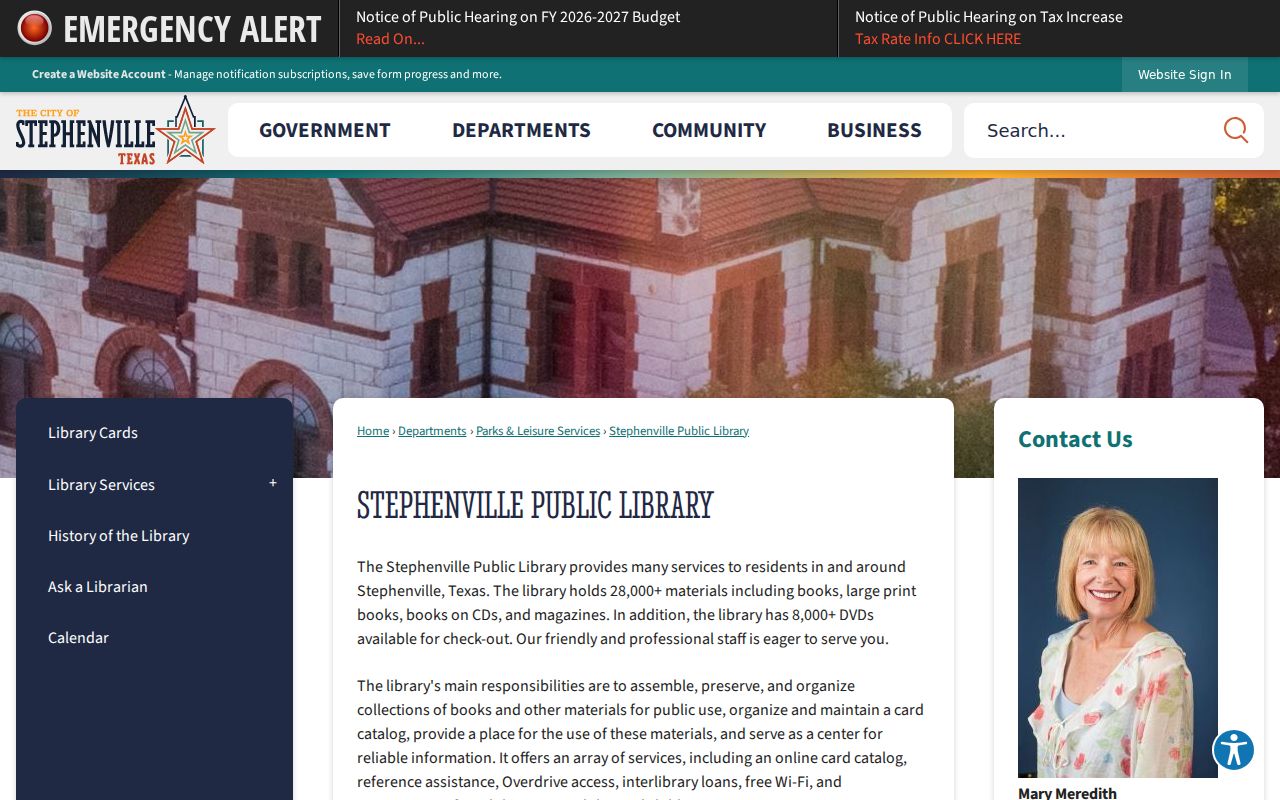 Stephenville city directory research through the public library history service