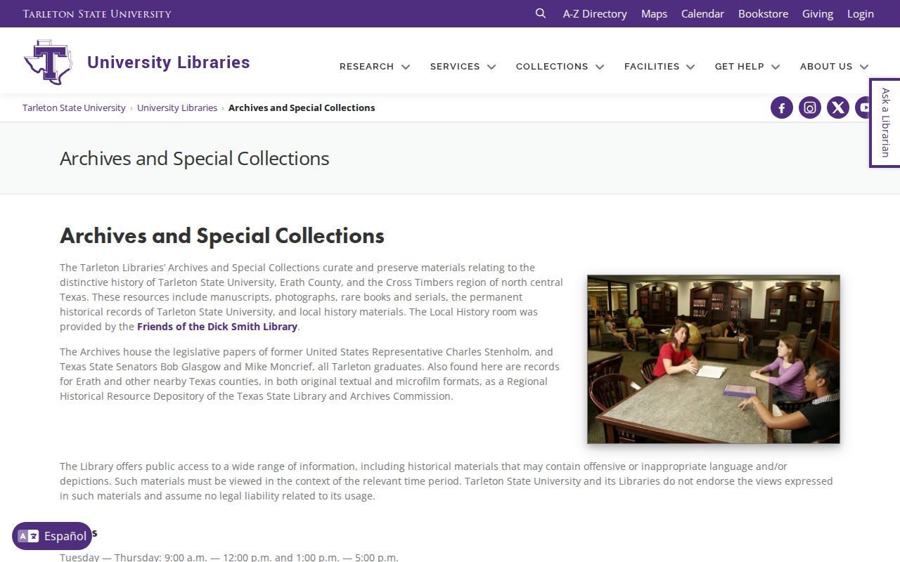Stephenville city directory archive access at Tarleton Special Collections