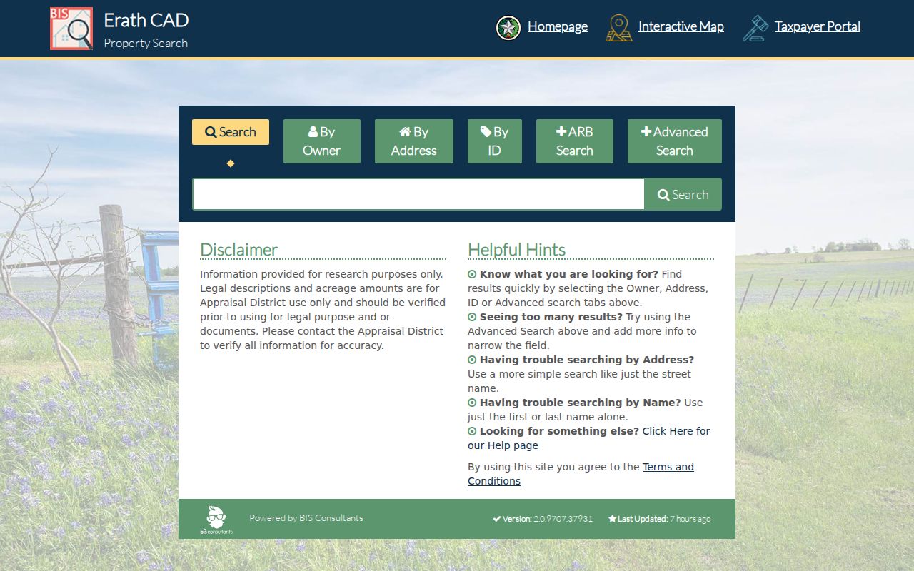 Stephenville street directory ECAD property search fields