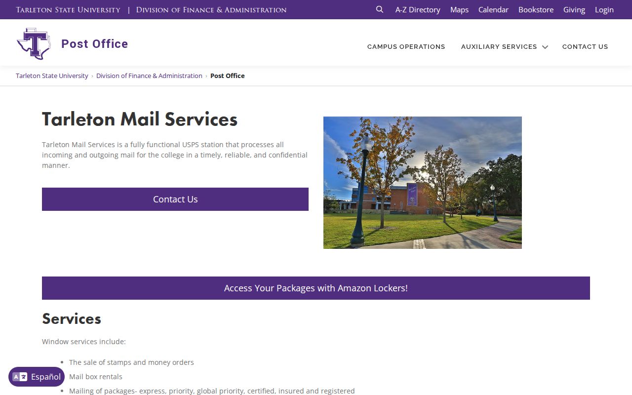 Stephenville ZIP code directory reference for Tarleton 76402 campus mail format